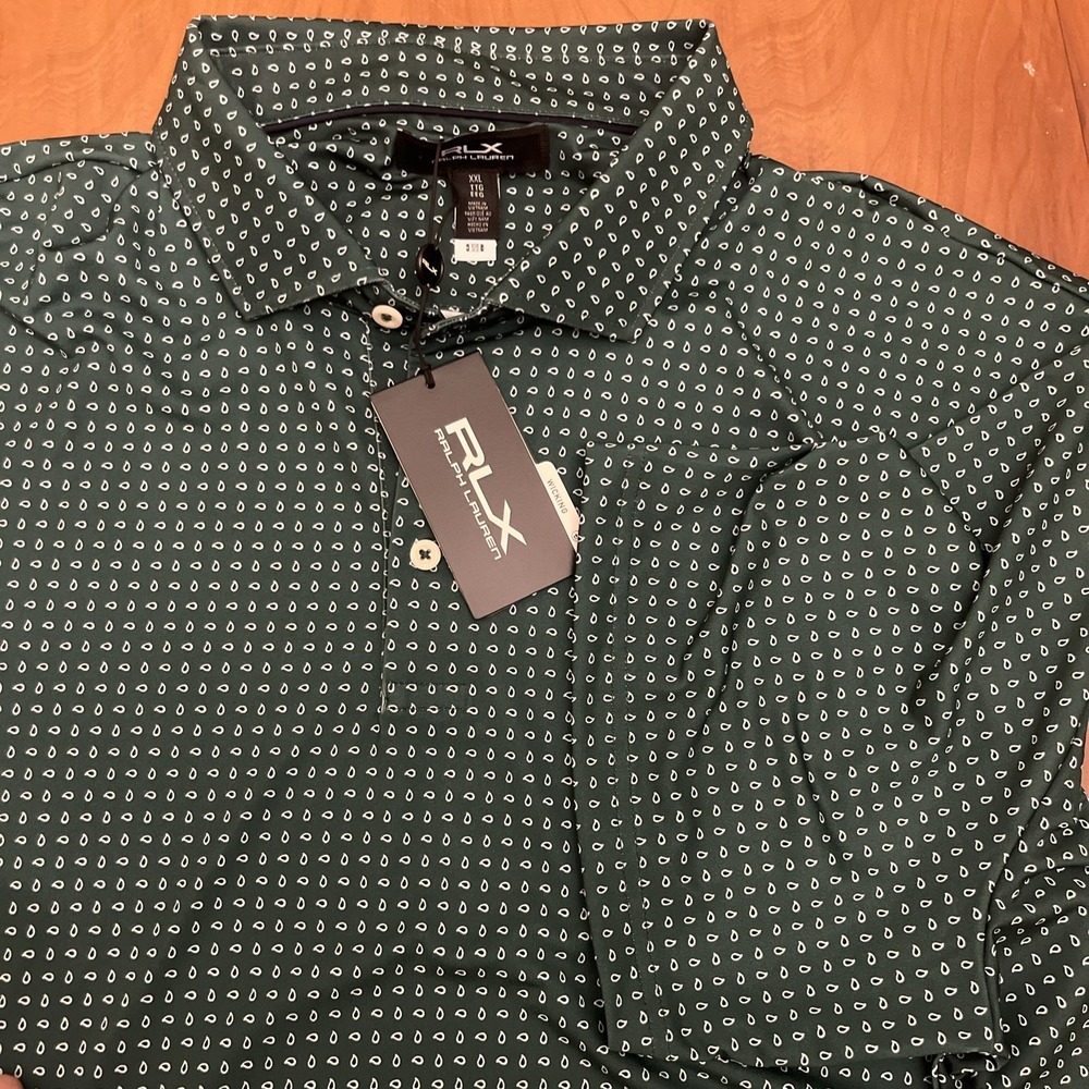 Ralph Lauren RLX Golf Performance Golf Paisley Print Polo UV Pro Green XXL